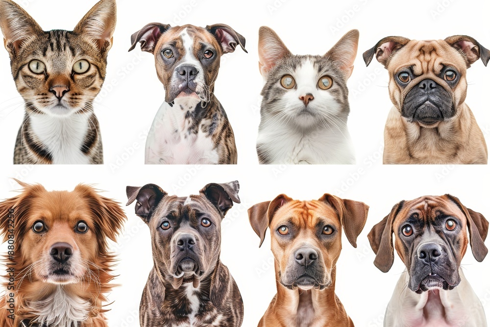 A set of safari animals in a watercolor style that include cats and dogs of different breeds. Isolated. A set of safari animals in a watercolor style that include cats and dogs of different breeds. Isolated.