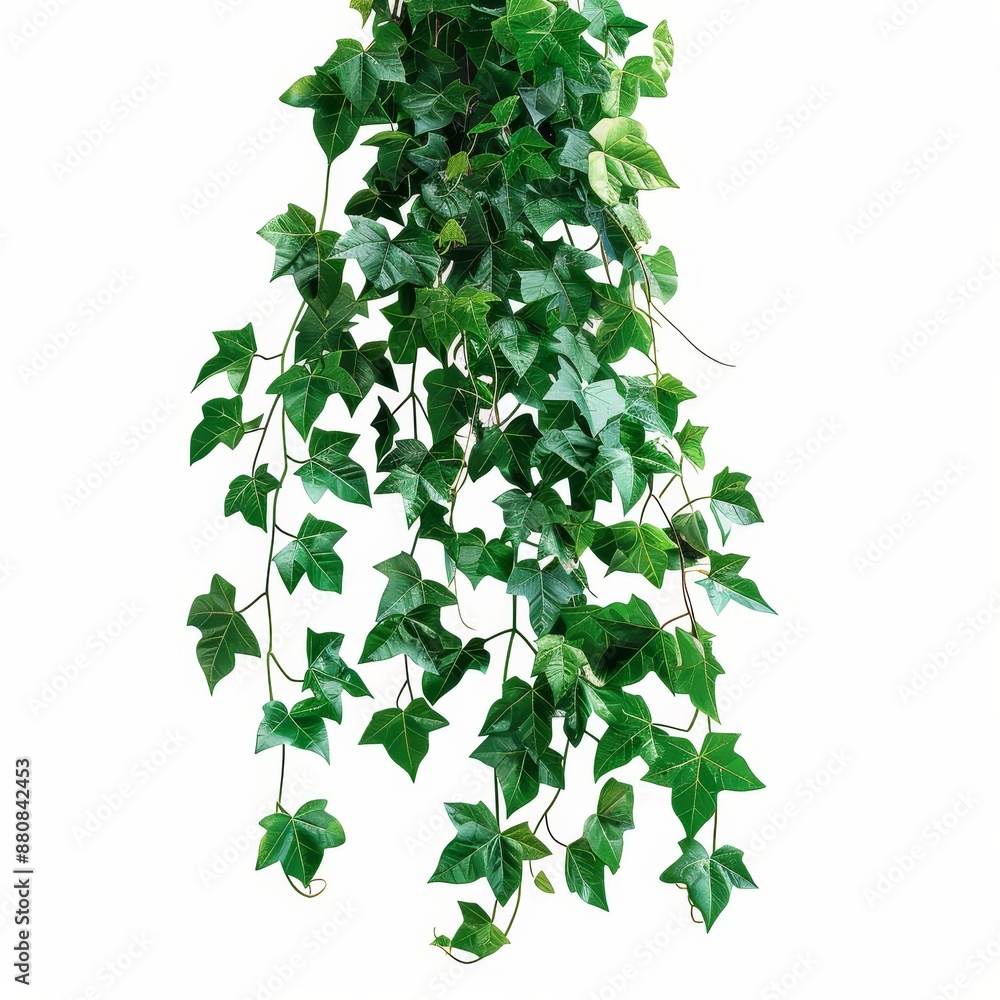 Fototapeta premium An isolated jungle vine climbing plant with twisted vines on a white background.