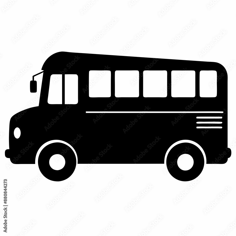 School bus vector illustration, bus vector art, school bus silhouette, school bus isolated on white vector icon School bus vector illustration, bus vector art, school bus silhouette, school bus isolated on white vector icon