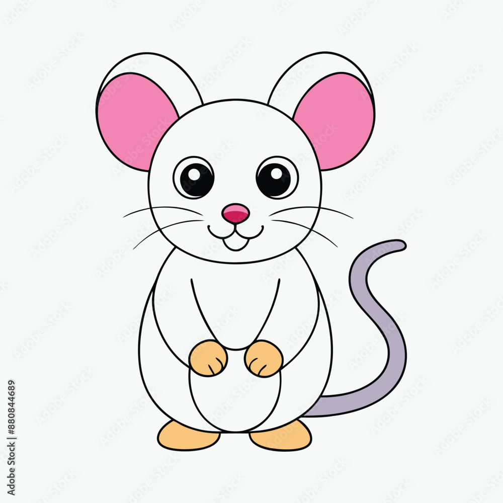 Cute Mouse Vector Illustration - Cartoon Clipart and Line Art Design Cute Mouse Vector Illustration - Cartoon Clipart and Line Art Design