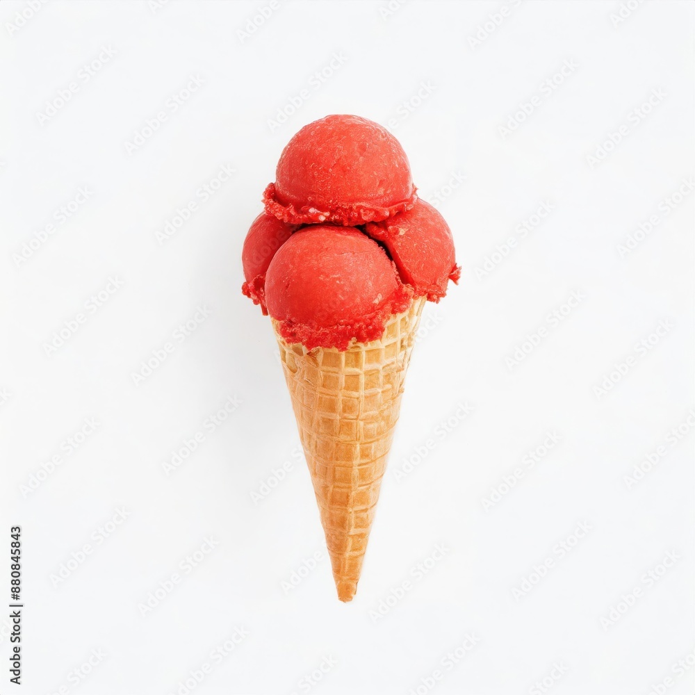 Red ice cream isolated on white background Red ice cream isolated on white background