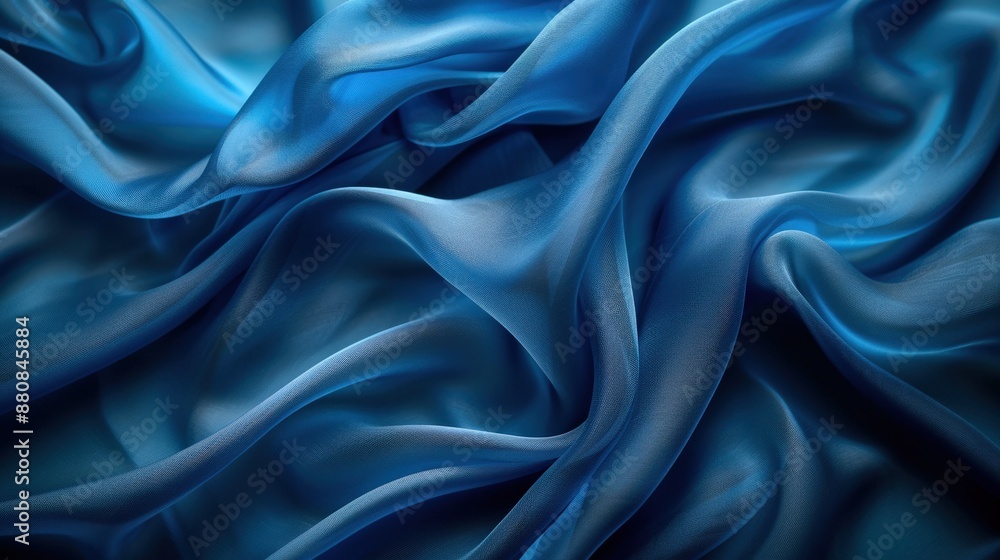 Smooth Blue Silk Fabric Draped and Folded Smooth Blue Silk Fabric Draped and Folded