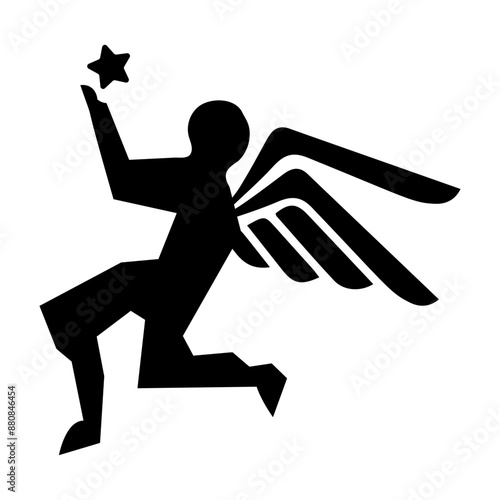 A glyph icon depicting an ethereal guardian 