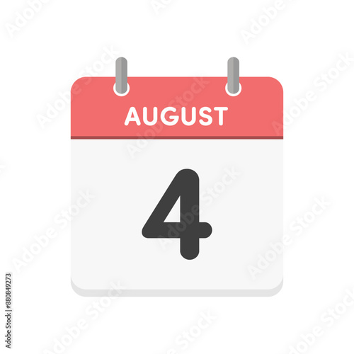 8月4日･August 4の日めくりカレンダーのアイコン - 8/4の日付入りの暦のデザイン素材