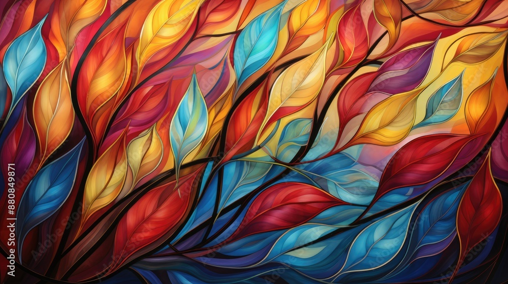 Abstract leaves dancing in gentle breeze Abstract leaves dancing in gentle breeze