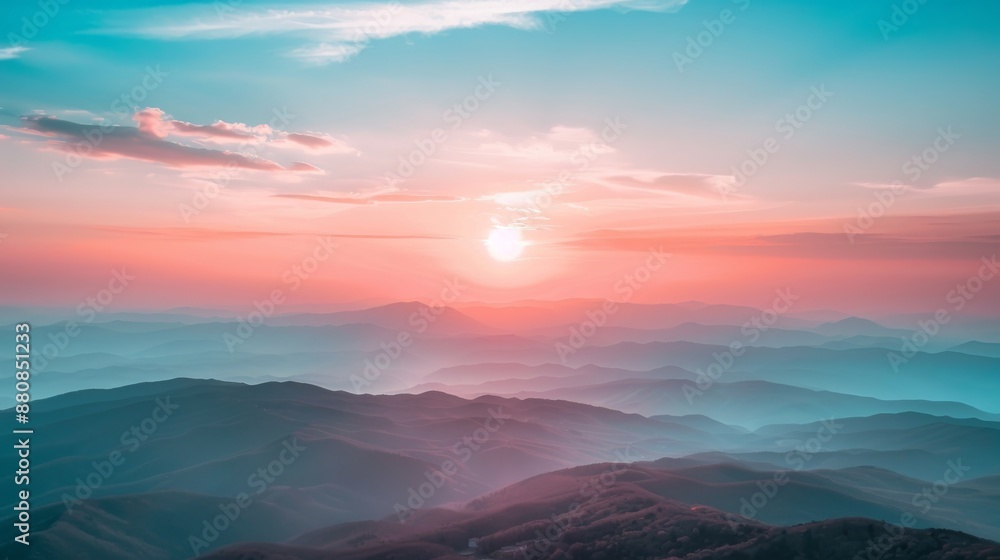 Beautiful sunset in the mountains. Panoramic view of the mountains. Beautiful sunset in the mountains. Panoramic view of the mountains.