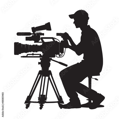 Cameraman silhouette vector illustration isolated on a white background