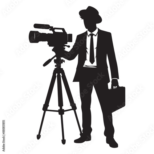 Cameraman silhouette vector illustration isolated on a white background