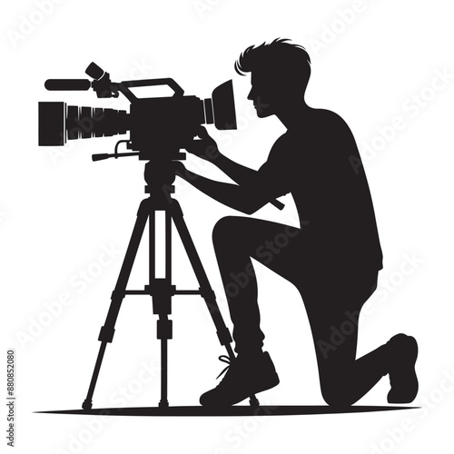 Cameraman silhouette vector illustration isolated on a white background