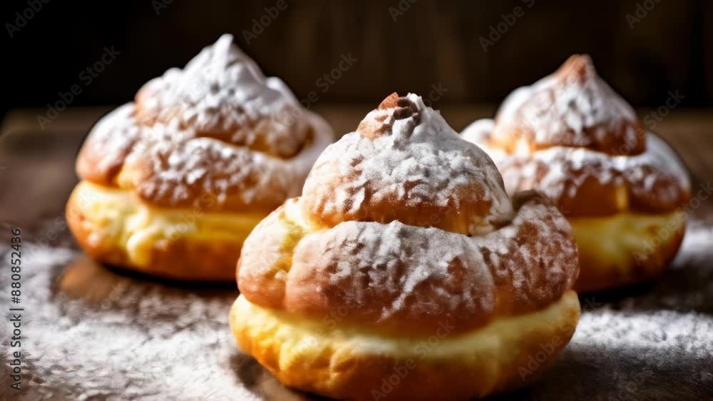 Deliciously powdered pastries ready to be savored Deliciously powdered pastries ready to be savored