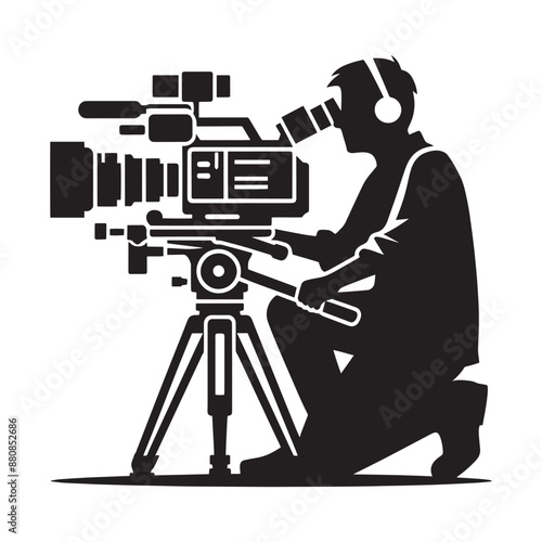 Cameraman silhouette vector illustration isolated on a white background