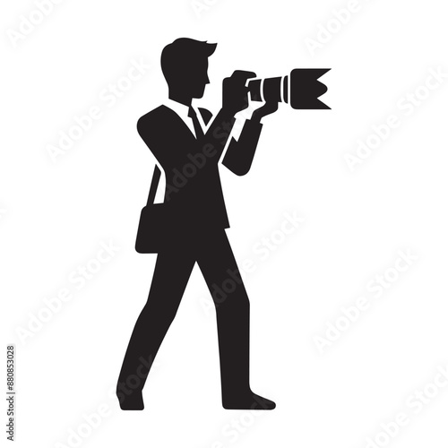 Cameraman silhouette vector illustration isolated on a white background