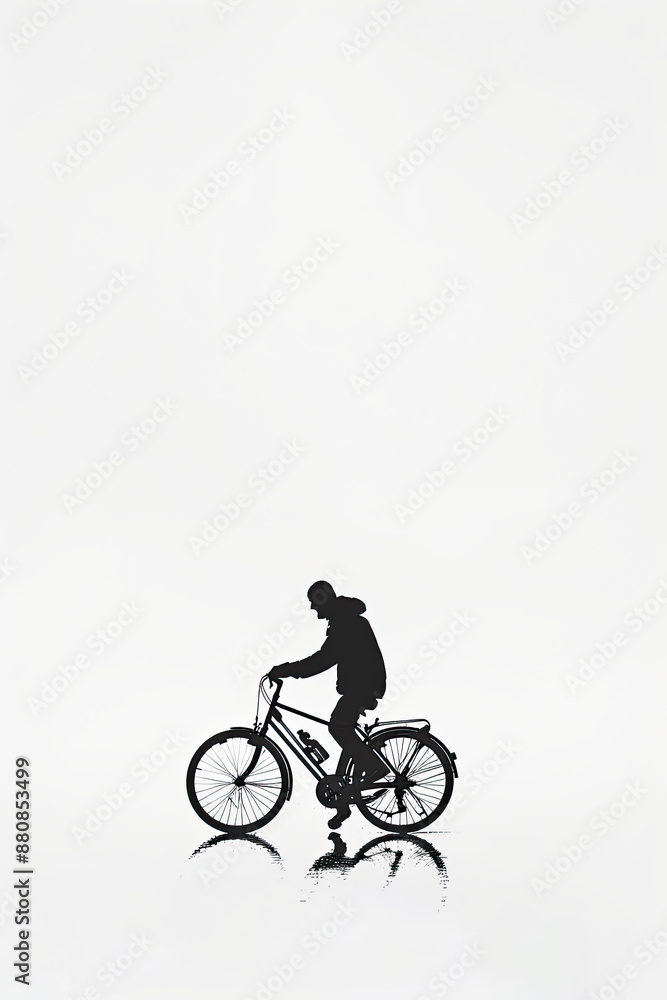 Fototapeta premium A black and white sketch of a person riding a bicycle