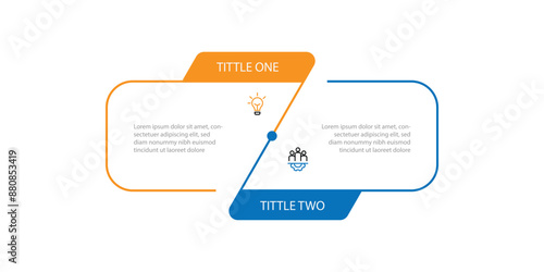 Simple template vector infographic with 2 step line can be used for workflow, business information and web graphic design 