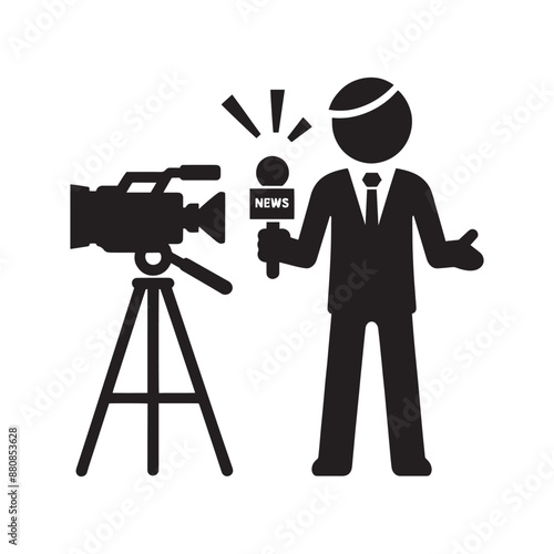 Cameraman silhouette vector illustration isolated on a white background