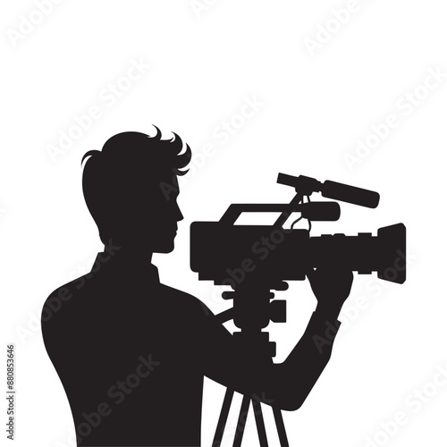 Cameraman silhouette vector illustration isolated on a white background