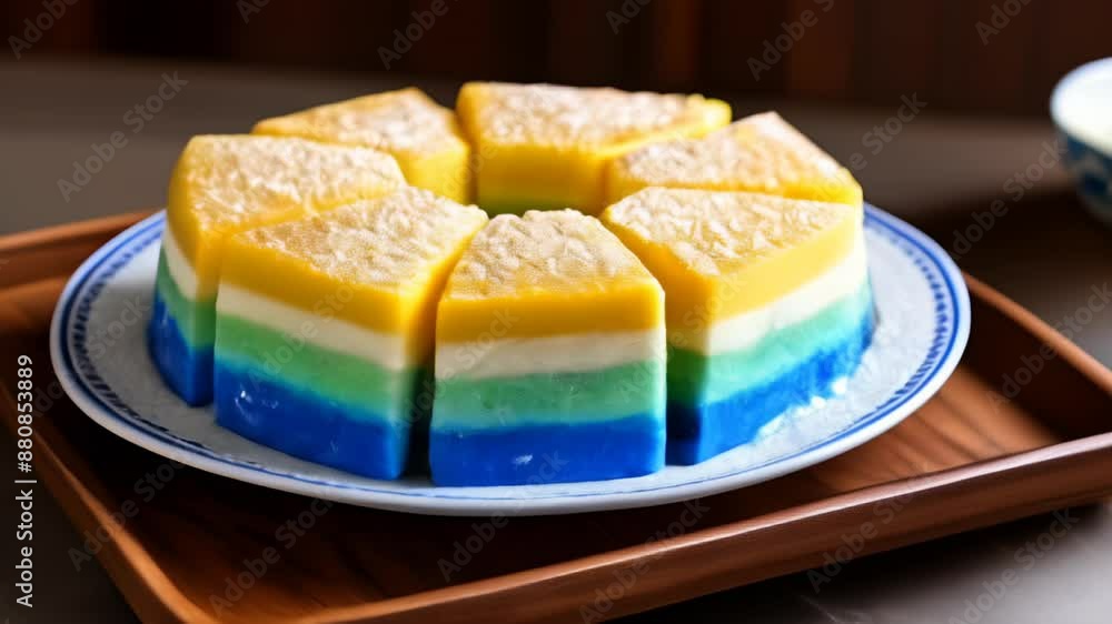 Colorful layered cake ready to be enjoyed Colorful layered cake ready to be enjoyed
