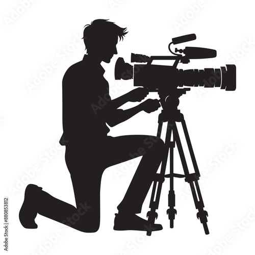 Cameraman silhouette vector illustration isolated on a white background
