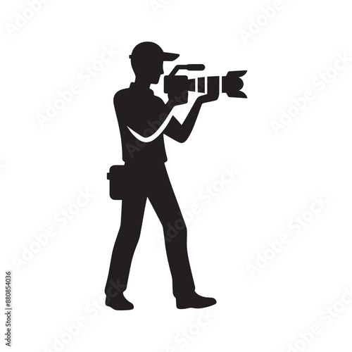 Cameraman silhouette vector illustration isolated on a white background