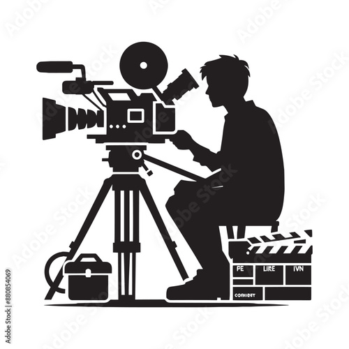 Cameraman silhouette vector illustration isolated on a white background