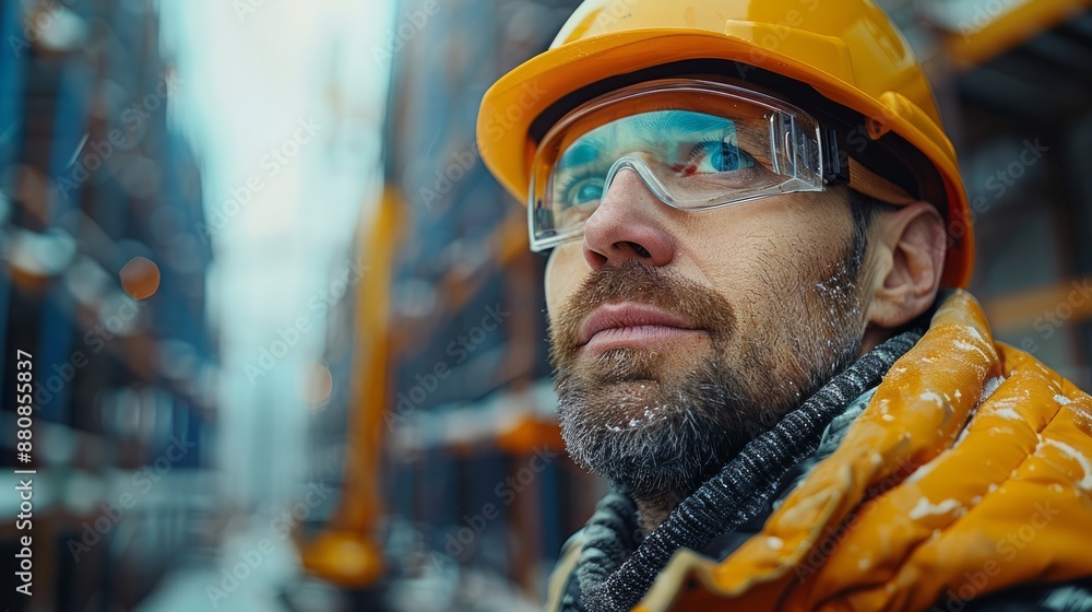 Engineer inspecting structural steel work on a high-rise construction site. Engineer inspecting structural steel work on a high-rise construction site.