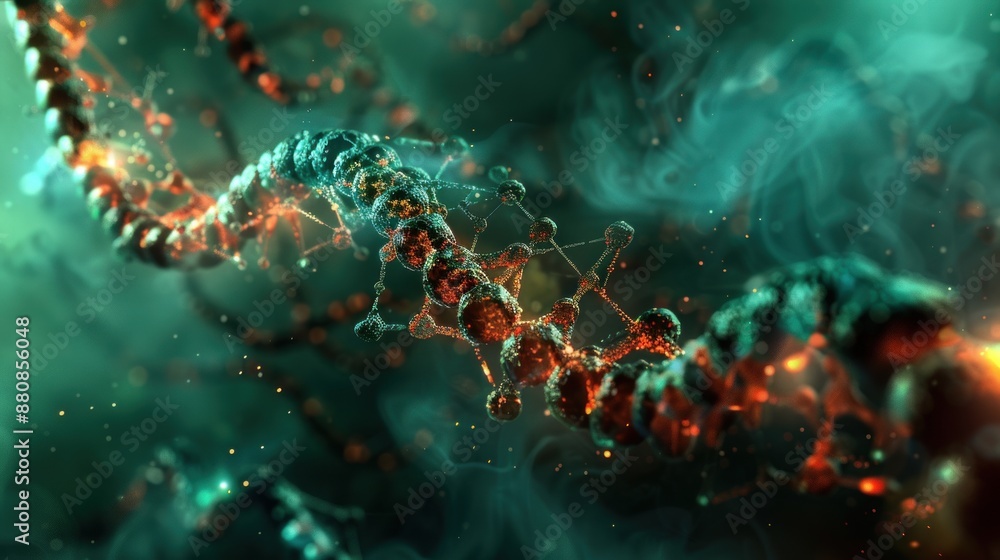 Abstract DNA Structure with Smoke and Particles Abstract DNA Structure with Smoke and Particles