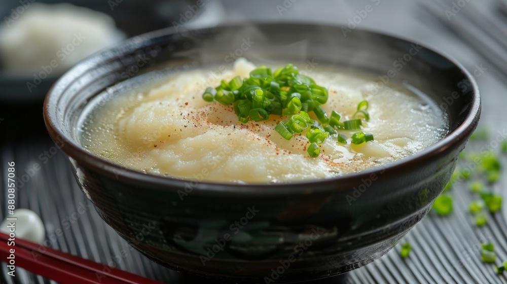 The national cuisine of Japan. Mashed potato soup in Japanese. 