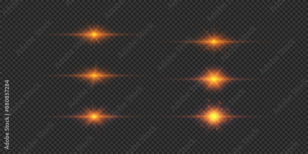 Obraz premium Set of orange horizontal light effects of lens flares