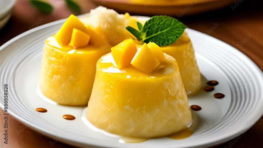 Deliciously refreshing mango dessert ready to be savored Deliciously refreshing mango dessert ready to be savored