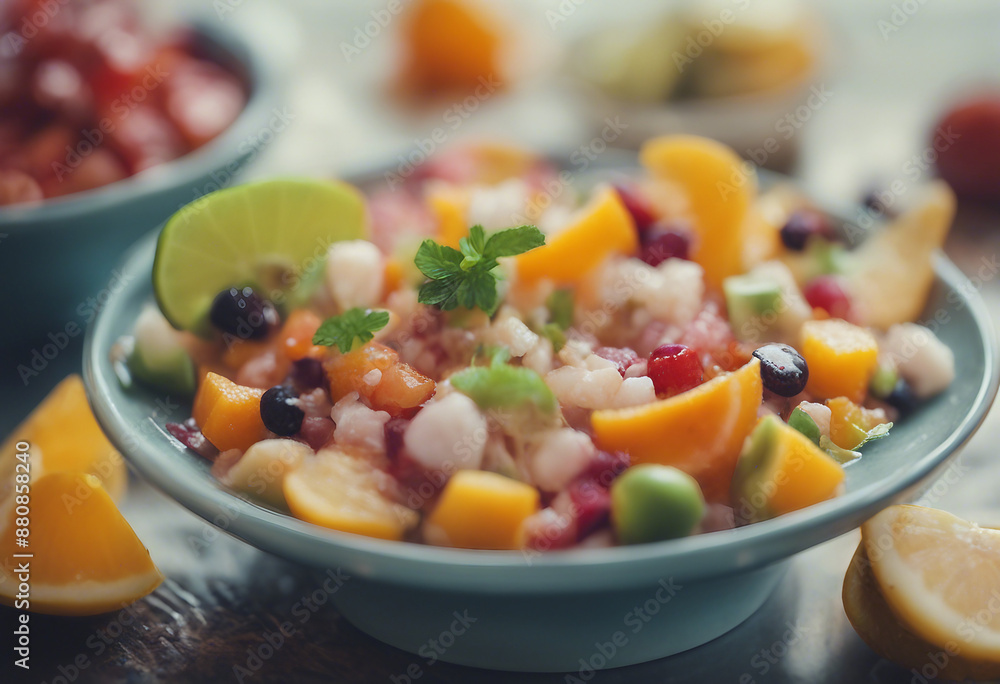 peruvian ceviche with exotic fruits
peruvian ceviche with exotic fruits