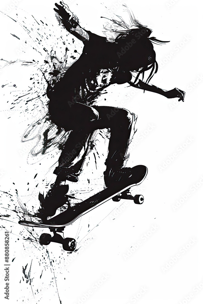 A black and white sketch of a person riding a bicycle A black and white sketch of a person riding a bicycle