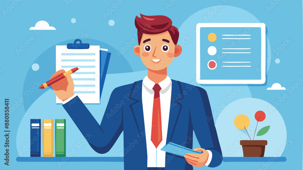 Company Policies: Businessman Holds Pen and Document, Representing Corporate Rules, Terms, and Agreements Company Policies: Businessman Holds Pen and Document, Representing Corporate Rules, Terms, and Agreements