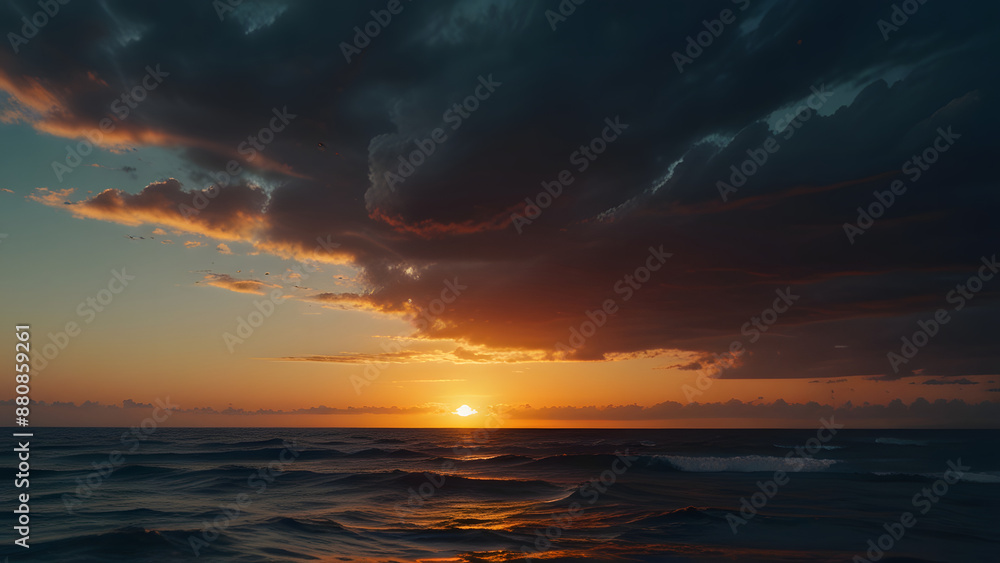 Obraz premium Sunset Sky and Ocean Waves Harmony