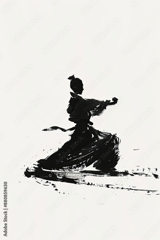 A black and white sketch of a person practicing martial arts A black and white sketch of a person practicing martial arts