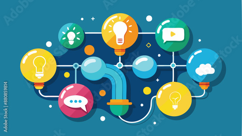 Brainstorming for Solutions: Group Thinking Bubbles Connected to Faucet, Outputting Lightbulb Ideas