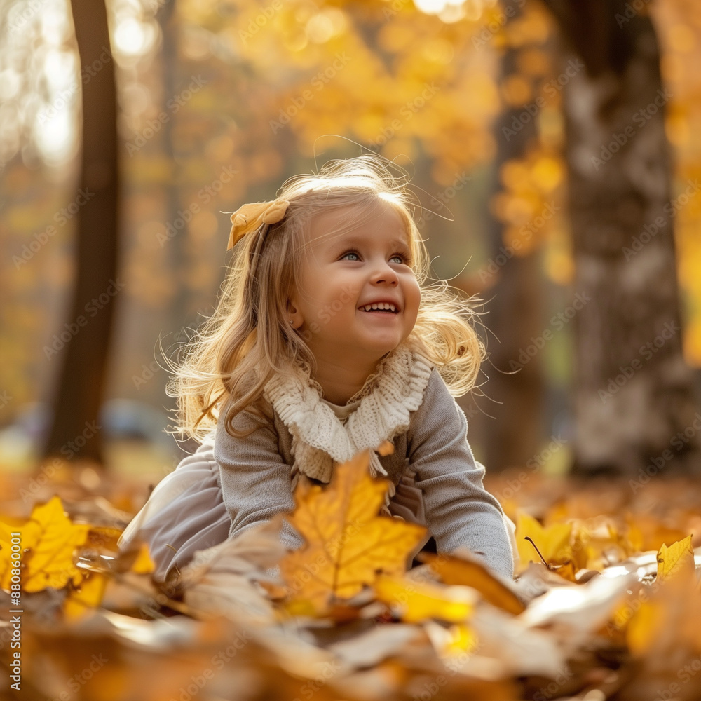 little girl in autumn park little girl in autumn park