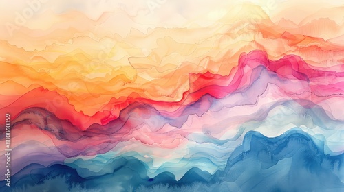 Flowing Multicolored Watercolor Abstraction