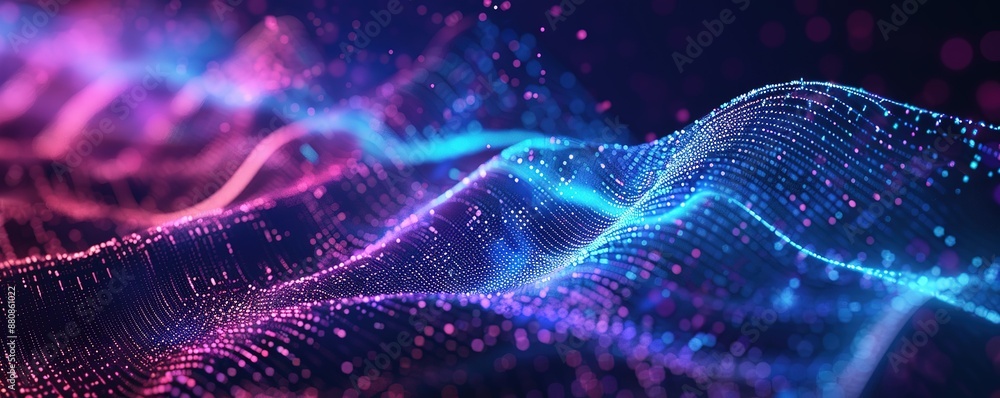 artificial intelligence and deep learning concept of neural networks. Wave equalizer. Blue and purple lines. elegant design artificial intelligence and deep learning concept of neural networks. Wave equalizer. Blue and purple lines. elegant design