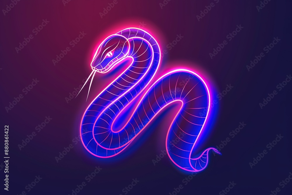 Cobra snake icon in glowing neon style. Poisonous reptile symbol. elegant design Cobra snake icon in glowing neon style. Poisonous reptile symbol. elegant design