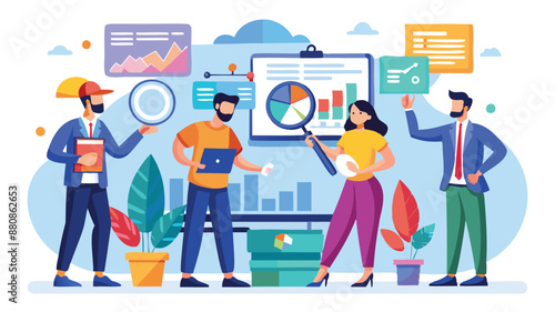 Business People Analyzing Charts and Graphs with Magnifier for Data Analysis and SEO