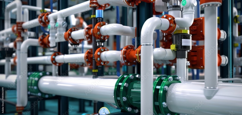 Closeup of white industrial pipes and valves. Closeup of white industrial pipes and valves.