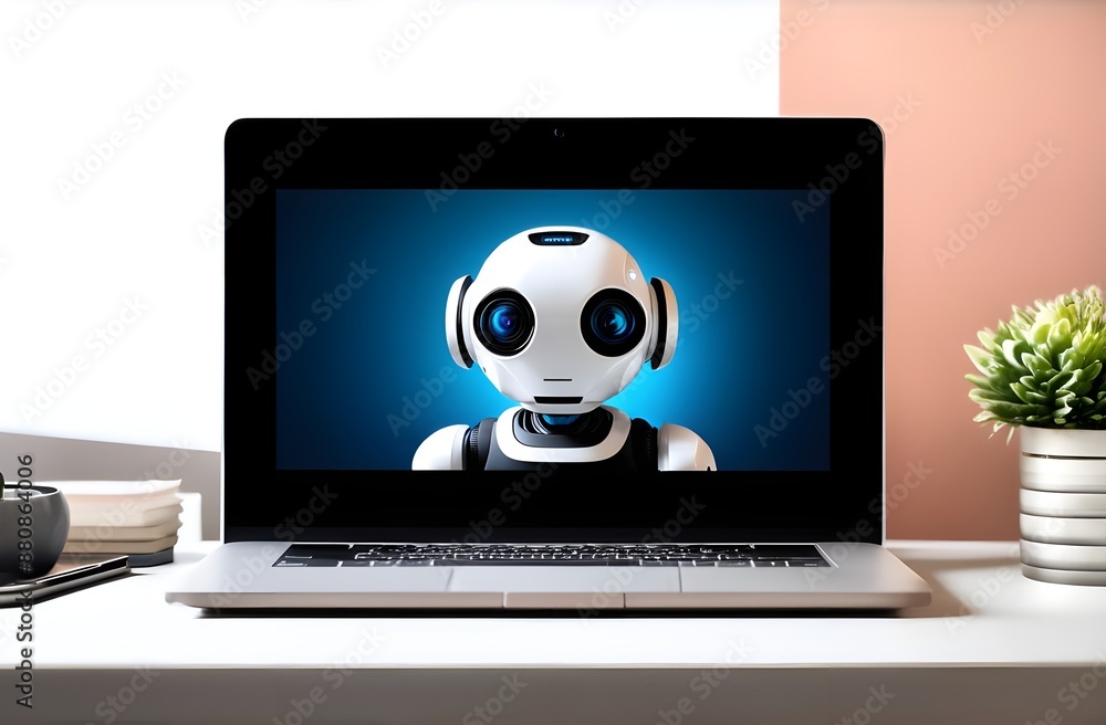 working on a laptop screen, the concept of AI working on a laptop screen, the concept of AI
