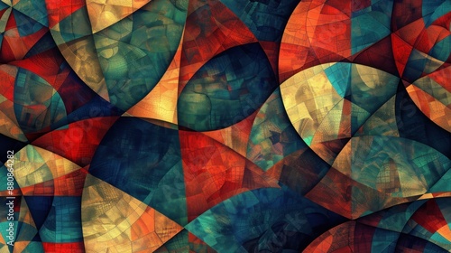Wallpaper Mural Abstract Geometric Pattern with  Warm Colors Torontodigital.ca