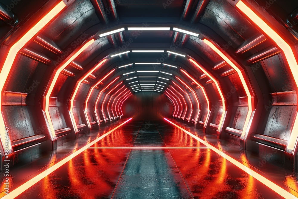 modern conceptual tunnel and neon light 3d rendering image modern conceptual tunnel and neon light 3d rendering image