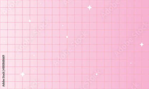 Pink background with grid lines checkered and sparkles