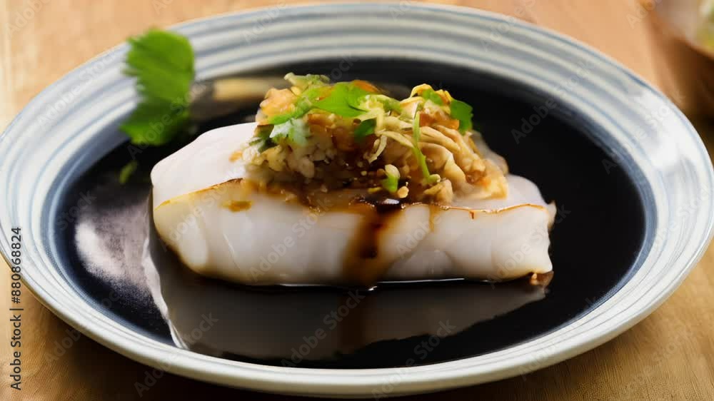 Deliciously prepared seafood dish ready to be savored Deliciously prepared seafood dish ready to be savored