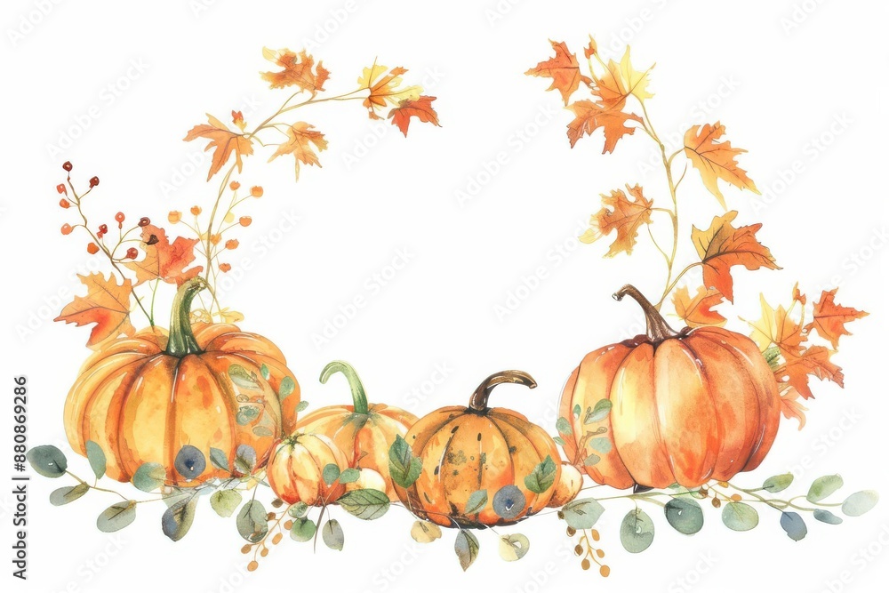 Halloween wreath clipart, Halloween element, watercolor illustration, isolated on white background Halloween wreath clipart, Halloween element, watercolor illustration, isolated on white background