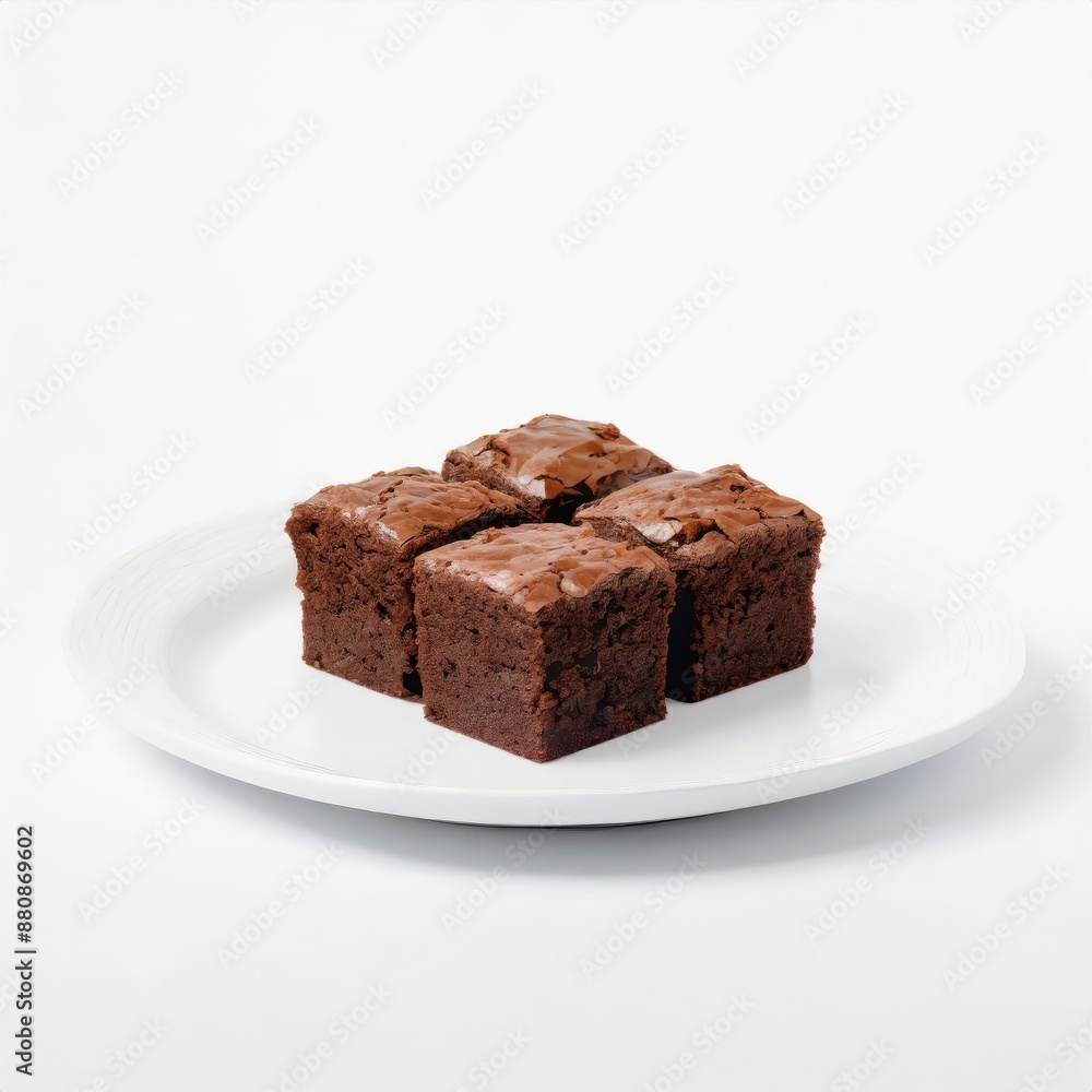 Brownies in a white plate isolated on white background Brownies in a white plate isolated on white background