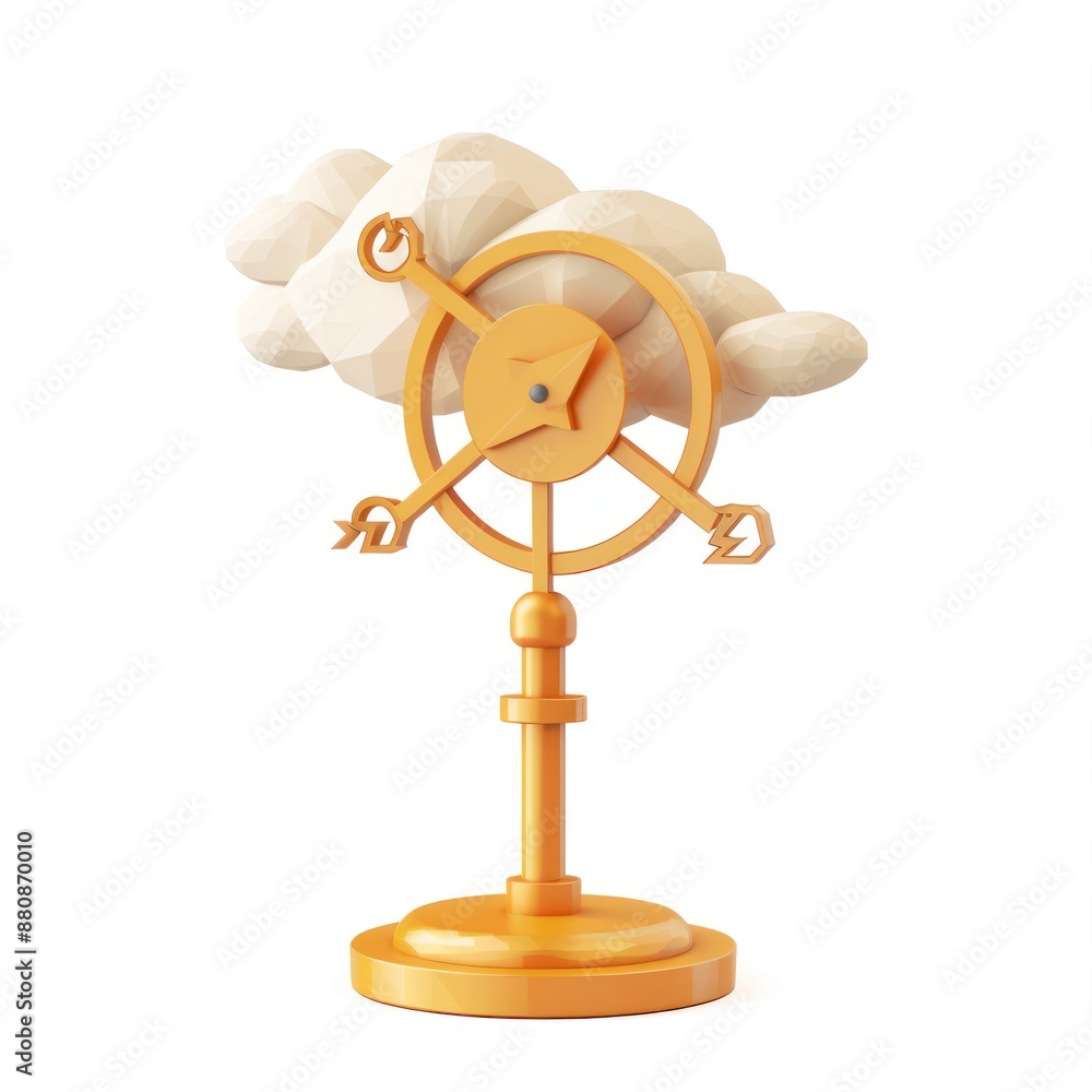 Obraz premium Golden Weather Vane with a Polygonal Cloud
