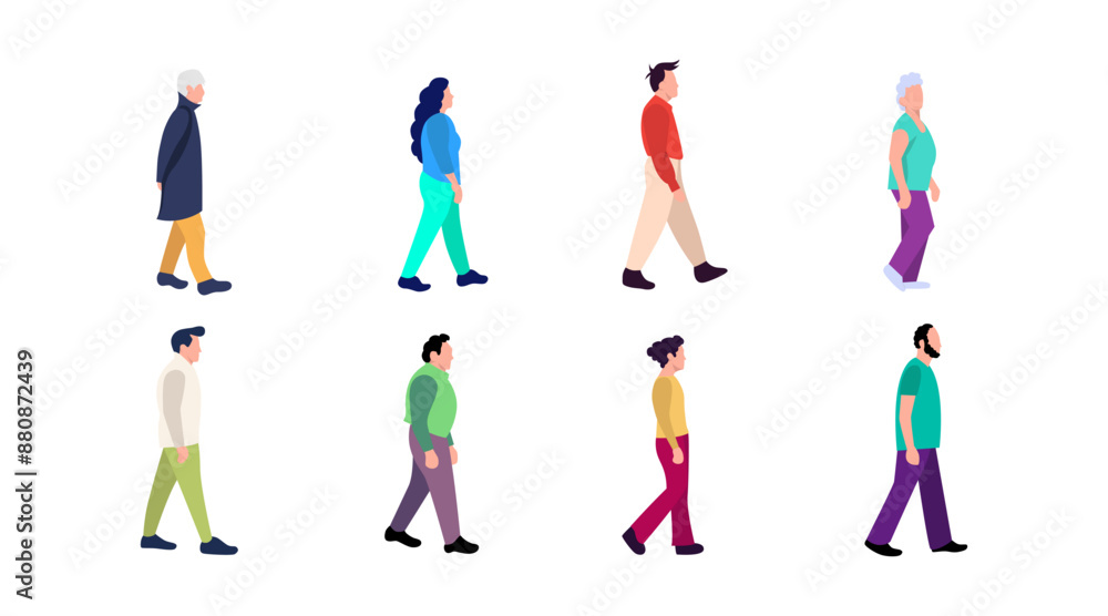 Fototapeta premium flat vector illustration of person walking pose